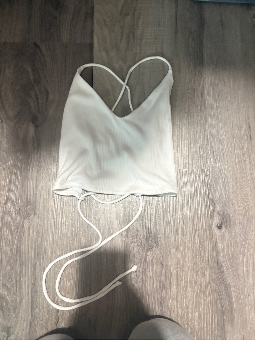 Garage White Strappy Cropped Tank Top